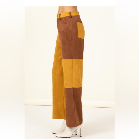 New nwt Hyfve faux suede color block pants S M L great quality final sale - Picture 2 of 7